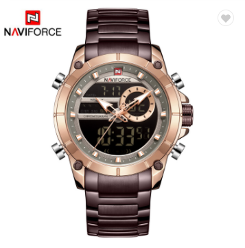 NAVIFORCE 9163 RGCE Men Military Sport Wrist Watch Quartz Steel Water Resistant Dual Display Male Clock Watches Luxury Fashion