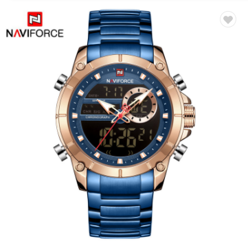 NAVIFORCE 9163 RGBE Men Military Sport Wrist Watch Quartz Steel Water Resistant Dual Display Male Clock Watches Luxury Fashion