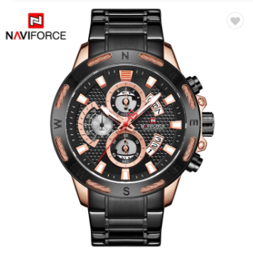 NAVIFORCE 9165 RGB Luxury Brand Mens Sport Watches Full Steel Quartz Watch Men Date Week Water Resistant Fashion