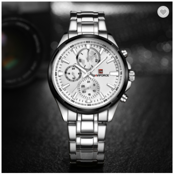 NAVIFORCE 9089S SW Men 30M Water Resistant Sports Watches Mens 24 Hour Date Week Month Stainless Steel Quartz Watches