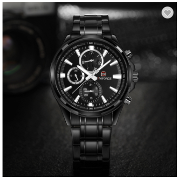 NAVIFORCE 9089S BB Men 30M Water Resistant Sports Watches Mens 24 Hour Date Week Month Stainless Steel Quartz Watches