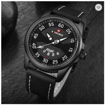 NAVIFORCE 9124 BWB Fashion Brand Men Watch Casual Leather Quartz Analog Wrist Watches Water Resistant Auto Week Date Clock