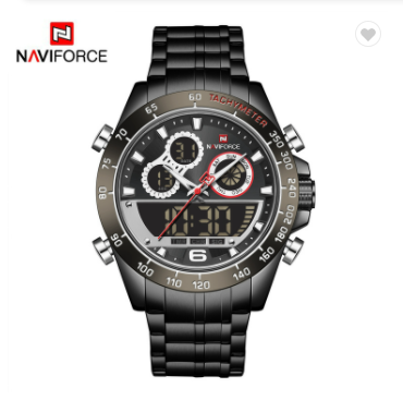 NAVIFORCE 9188 BBB Men Military Luxury Watch Quartz Sport Casual Full Steel Wrist watch Digital Analog Water Resistant Clock