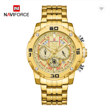 NAVIFORCE 9175 GG Men Watches Luxury Chronograph Quartz Men’s Watch Stainless Steel Strap Casual Luminous Clock