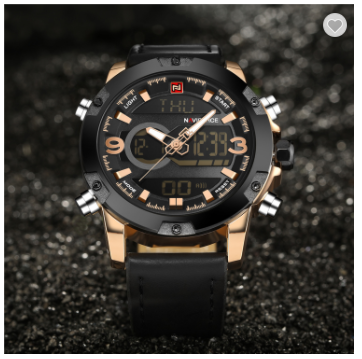 NAVIFORCE 9097 RGBB Luxury Brand Men Sport Watches Men’s Leather Digital Army Military Watch Man Quartz water resistant Clock