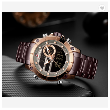 NAVIFORCE 9163 RGCE Men Military Sport Wrist Watch Quartz Steel Water Resistant Dual Display Male Clock Watches Luxury Fashion