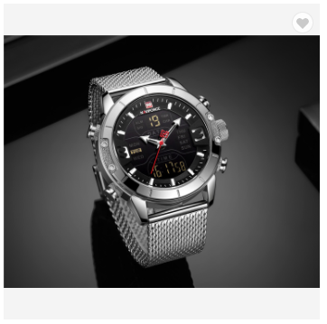 NAVIFORCE 9153S SB Watch Men Sports Quartz Watches Luxury Brand Stainless Steel Water Resistant LED Digital Wristwatch