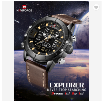 NAVIFORCE 9153L BYBN Watch Men Top Luxury Brand Leather Water Resistant Quartz Wristwatches Military Sport Watches Date