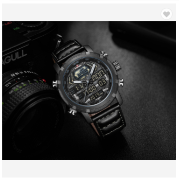 NAVIFORCE 9160 BGYB Men Watch Fashion Luxury Leather Sports Watches Quartz LED Digital Clock Water Resistant Military Wrist Watch