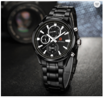 NAVIFORCE 9089S BB Men 30M Water Resistant Sports Watches Mens 24 Hour Date Week Month Stainless Steel Quartz Watches