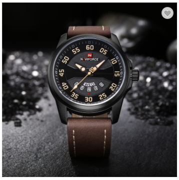 NAVIFORCE 9124 BYDBN Fashion Brand Men Watch Casual Leather Quartz Analog Wrist Watches Water Resistant Auto Week Date Clock