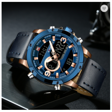 NAVIFORCE 9097 RGBEBE Luxury Brand Men Sport Watches Men’s Leather Digital Army Military Watch Man Quartz water resistant Clock