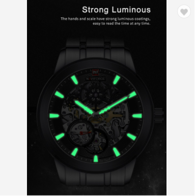 NAVIFORCE S1002 SB New Luxury Mechanical men watches 100M water resistant full Steel band Casual Fashion Wristwatch