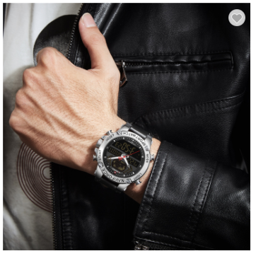 NAVIFORCE 9164 SBB Luxury Mens Sport Watches Military Water Resistant Digital Alarm Chronograph Quartz Wristwatch Male Clock