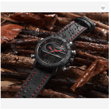 NAVIFORCE 9134 BRB Mens Watches Luxury Military Dual Display Sports Watches Men Quartz Wristwatch Male Water Resistant Clock