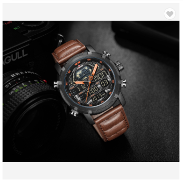 NAVIFORCE 9160 BOLBN Men Watch Fashion Luxury Leather Sports Watches Quartz LED Digital Clock Water Resistant Military Wrist Watch