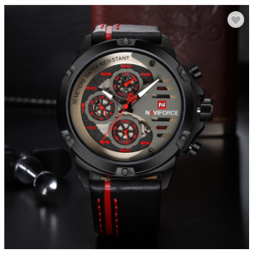 NAVIFORCE 9110 BRB Men’s Fashion Sports Watches Water Resistant Leather Strap Creative Analog Quartz Wrist Watch Men Clock