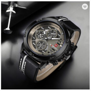 NAVIFORCE 9110 BWB Men’s Fashion Sports Watches Water Resistant Leather Strap Creative Analog Quartz Wrist Watch Men Clock