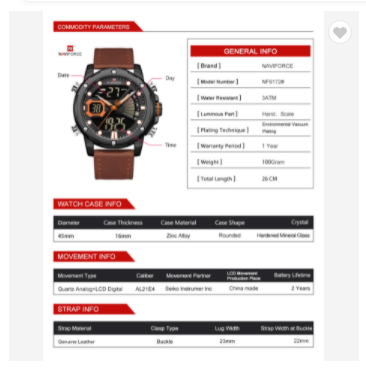 NAVIFORCE 9172L BYBN Watches Mens Luxury Military Sport Water Resistant Quartz Wrist watch LED Digital Analog alarm Clock Fashion