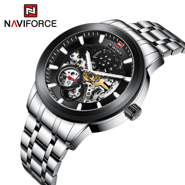 NAVIFORCE S1002 SB New Luxury Mechanical men watches 100M water resistant full Steel band Casual Fashion Wristwatch
