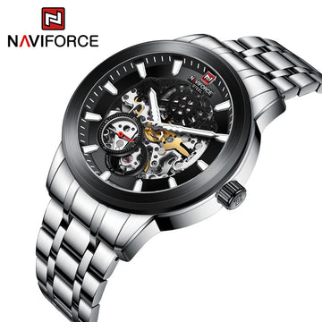 NAVIFORCE S1002 SB New Luxury Mechanical men watches 100M water resistant full Steel band Casual Fashion Wristwatch