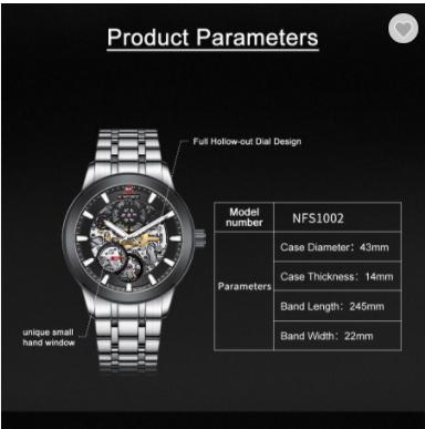 NAVIFORCE S1002 SB New Luxury Mechanical men watches 100M water resistant full Steel band Casual Fashion Wristwatch