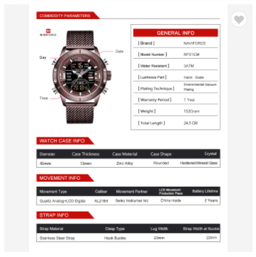 NAVIFORCE 9153S CECE Watch Men Sports Quartz Watches Luxury Brand Stainless Steel Water Resistant LED Digital Wristwatch