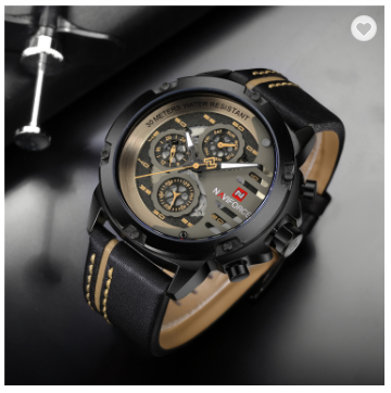 NAVIFORCE 9110 BYBN Men’s Fashion Sports Watches Water Resistant Leather Strap Creative Analog Quartz Wrist Watch Men Clock