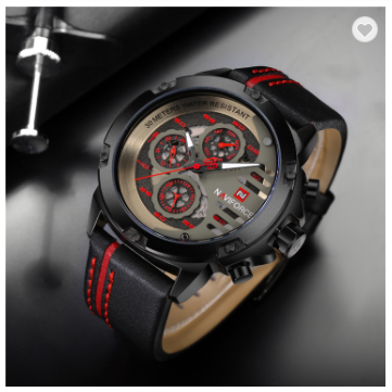 NAVIFORCE 9110 BRB Men’s Fashion Sports Watches Water Resistant Leather Strap Creative Analog Quartz Wrist Watch Men Clock