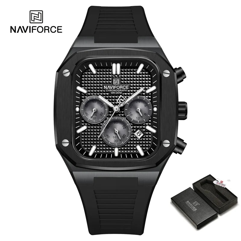 NAVIFORCE 8037 Square Luxury Date Chronograph Quartz Water Resistant