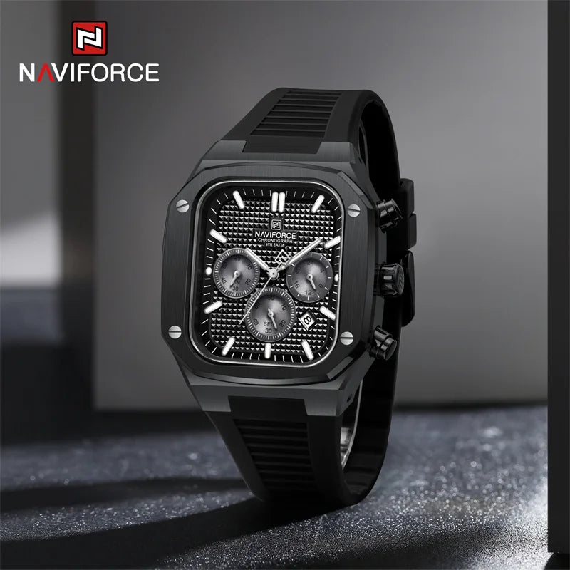 NAVIFORCE 8037 Square Luxury Date Chronograph Quartz Water Resistant