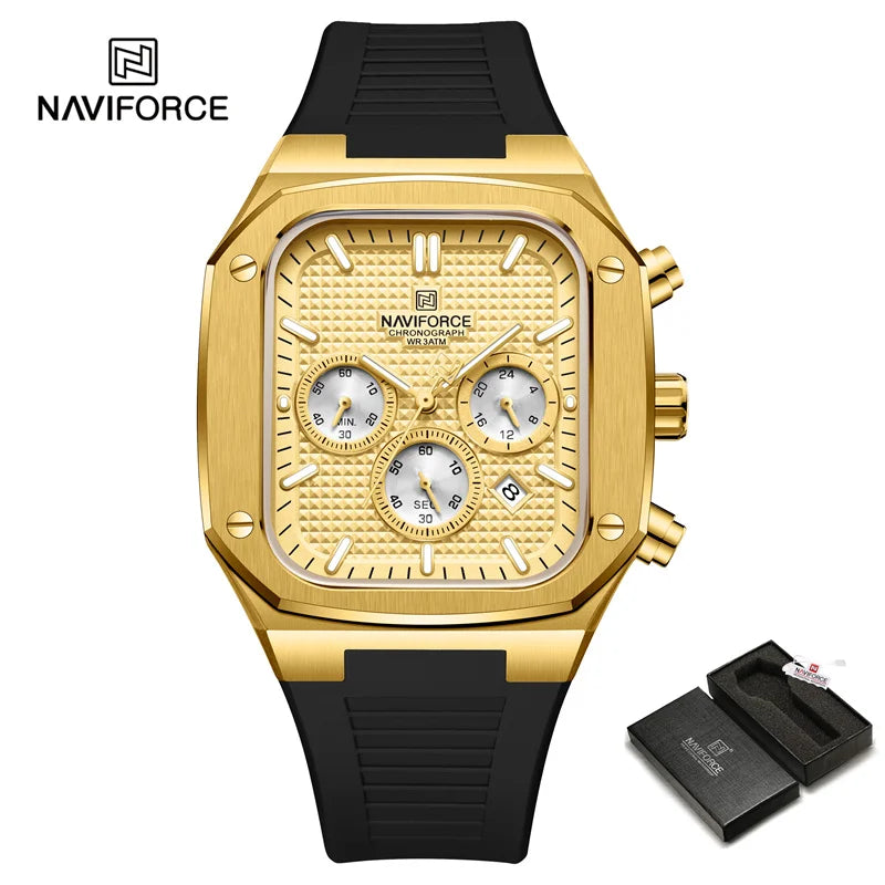 NAVIFORCE 8037 Square Luxury Date Chronograph Quartz Water Resistant