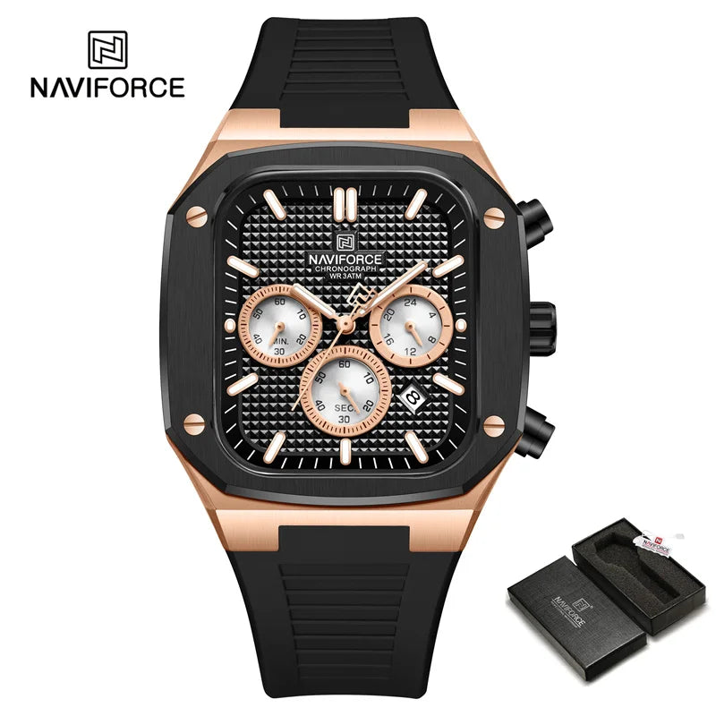 NAVIFORCE 8037 Square Luxury Date Chronograph Quartz Water Resistant