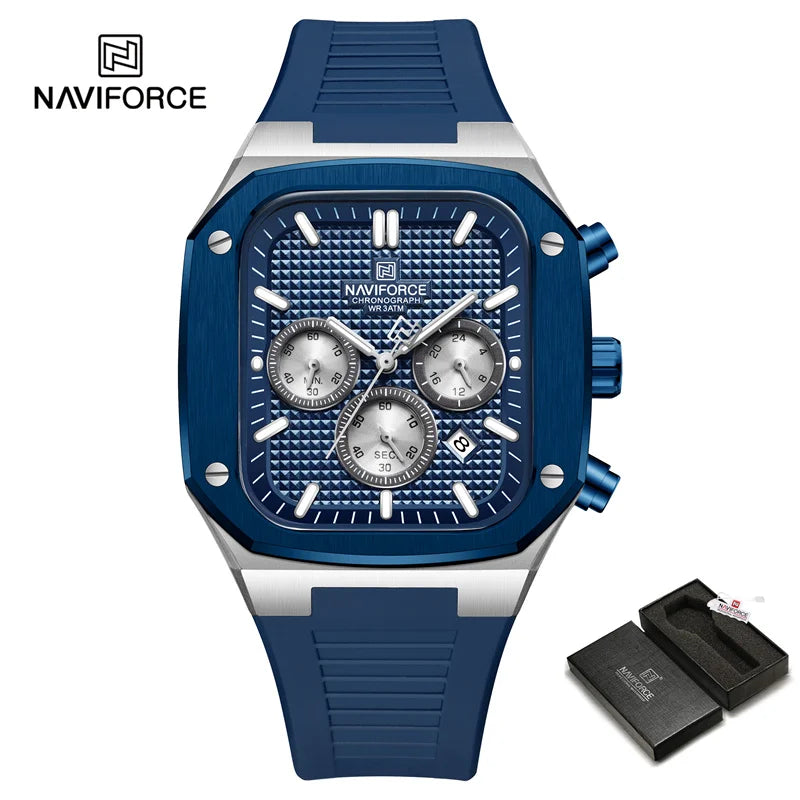 NAVIFORCE 8037 Square Luxury Date Chronograph Quartz Water Resistant