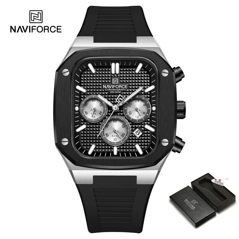NAVIFORCE 8037 Square Luxury Date Chronograph Quartz Water Resistant