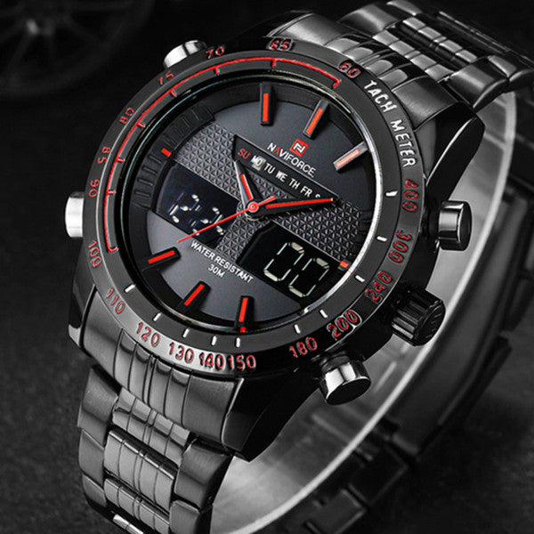 Naviforce 9024 Classic Multifunction Wrist Water Resistant Quartz Watch Digital High Quality Watches For Mens