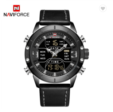 NAVIFORCE 9153L BGYB Watch Men Top Luxury Brand Leather Water Resistant Quartz Wristwatches Military Sport Watches Date