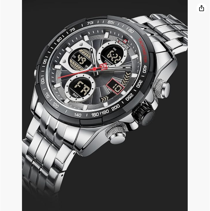 NAVIFORCE 9197S SBGY Latest watches Fashion Stainless Steel Men wristwatches Analog Digital Quartz Water Resistant