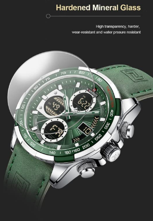 NAVIFORCE 9197L SGNGN Military Green Dual Display Watch
