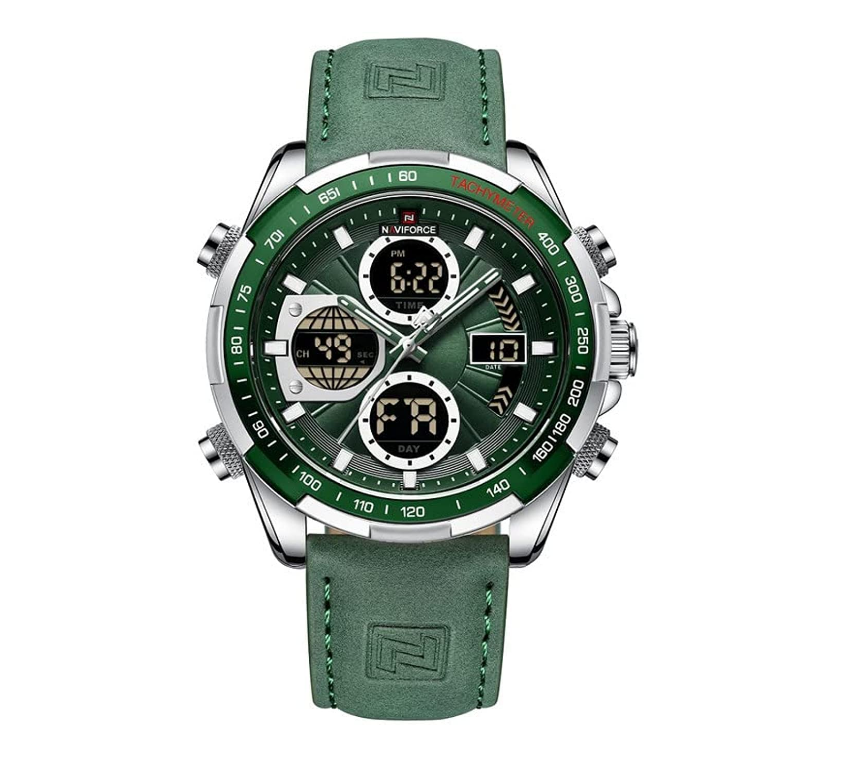 NAVIFORCE 9197L military green dual display watch