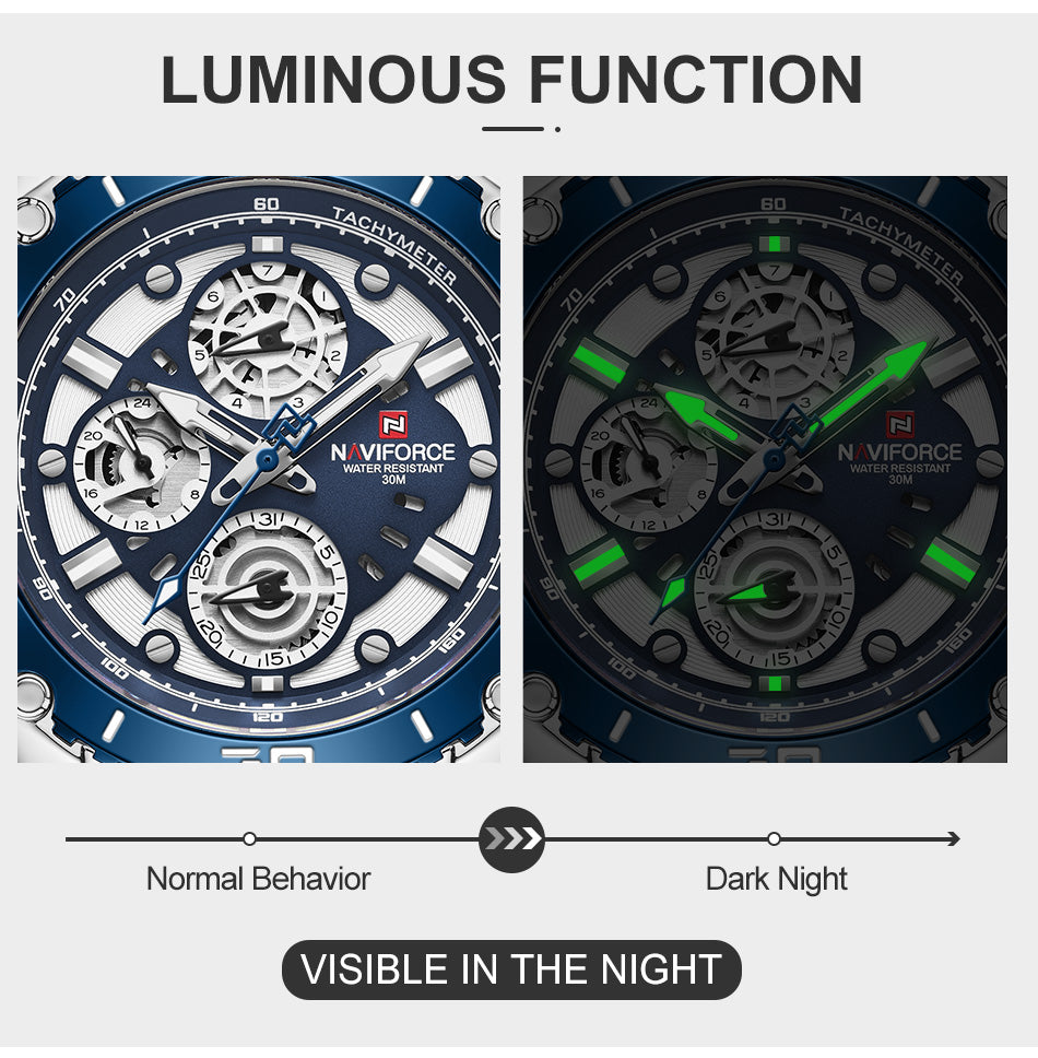 NAVIFORCE 9179 Mens Watches Fashion Steel Band Men Quartz Watch Multifunction Calendar Water Resistant Wristwatch Relogio Masculino