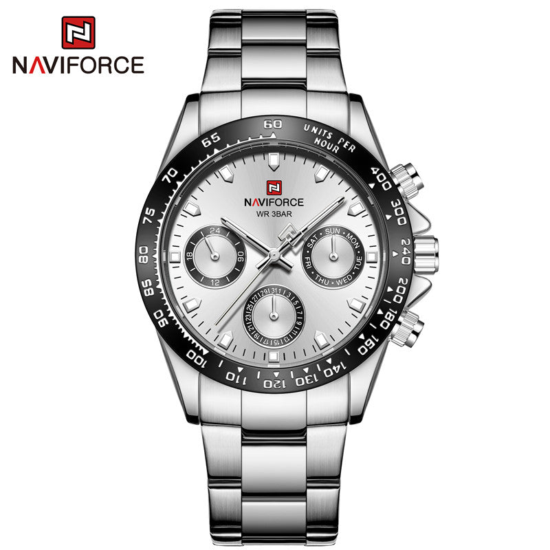NAVIFORCE 9193 SBBE Men 3ATM Water Resistant Watches 24 Hour Date Week Quartz Wrist Watches Stainless Steel unisex Relogio - 6