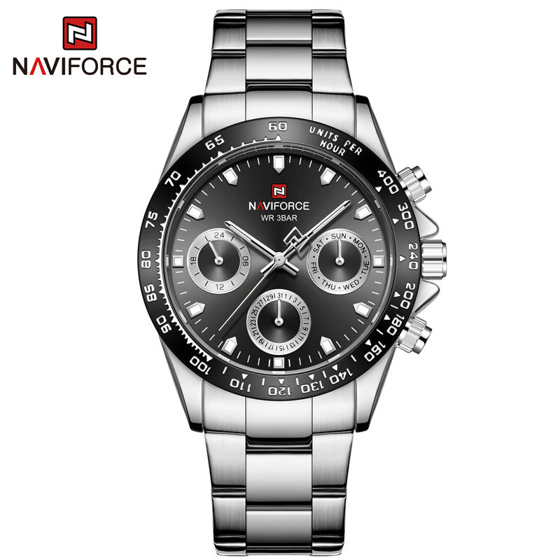 NAVIFORCE 9193 SBBE Men 3ATM Water Resistant Watches 24 Hour Date Week Quartz Wrist Watches Stainless Steel unisex Relogio - 7