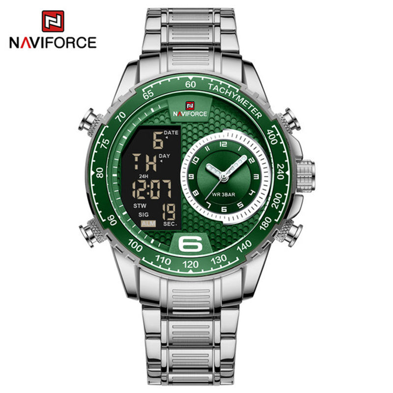 montre Naviforce 9199 S New Luxury Watch for Men Stainless Steel Dual Display Water Resistant Military Sports Quartz Wrist Watches
