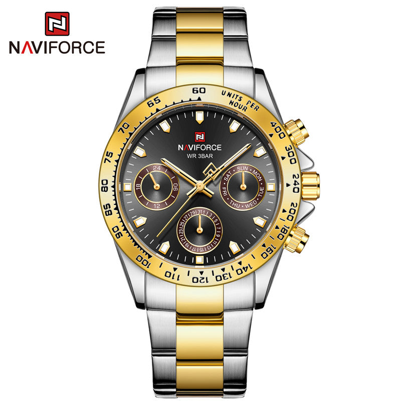 NAVIFORCE 9193 SBBE Men 3ATM Water Resistant Watches 24 Hour Date Week Quartz Wrist Watches Stainless Steel unisex Relogio - 3
