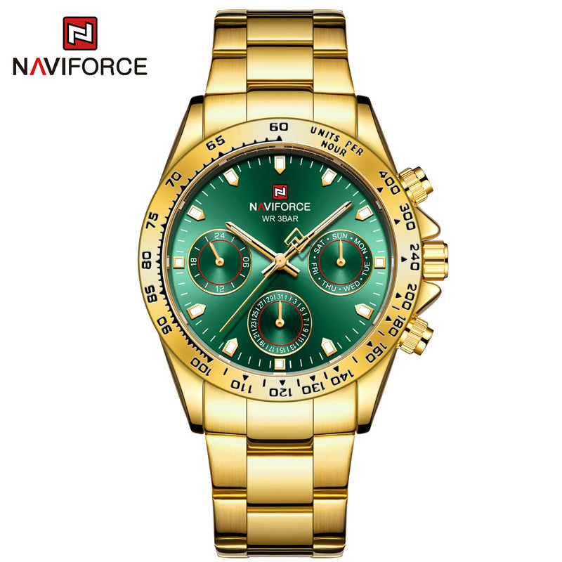 NAVIFORCE 9193 SBBE Men 3ATM Water Resistant Watches 24 Hour Date Week Quartz Wrist Watches Stainless Steel unisex Relogio - 2