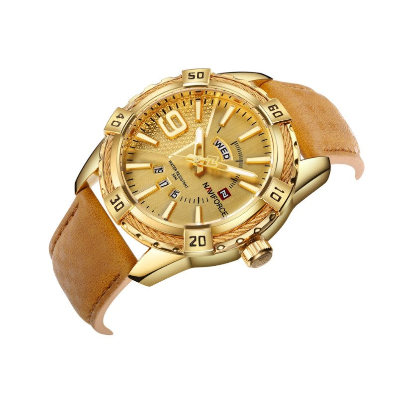 Naviforce 9117 Belt Watch Date Week Men’s Quartz Watch Water Resistant Men’s Watch