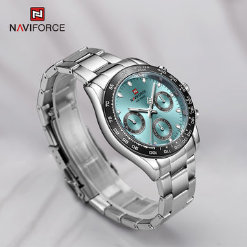 NAVIFORCE 9193 SBBE Men 3ATM Water Resistant Watches 24 Hour Date Week Quartz Wrist Watches Stainless Steel unisex Relogio