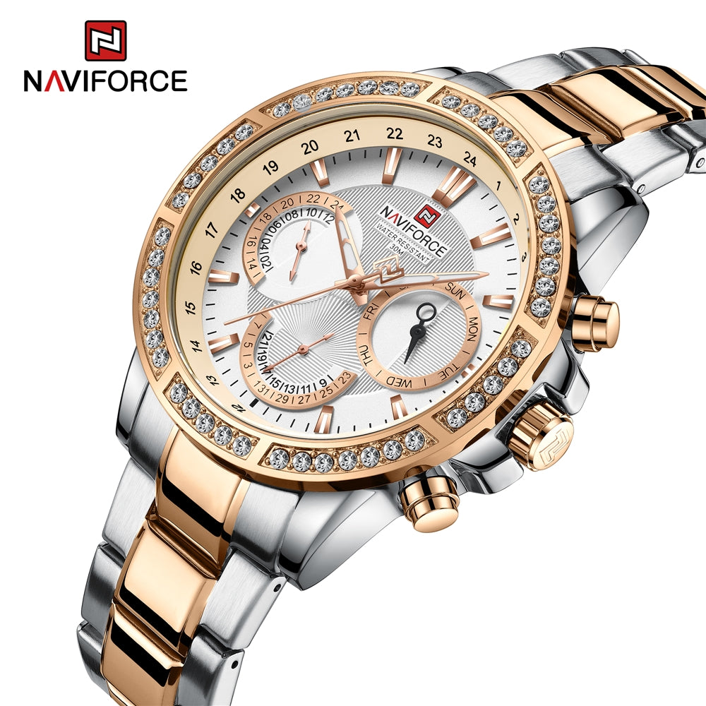NAVIFORCE 9196D Men’s Stainless Steel Water Resistant Quartz Watch