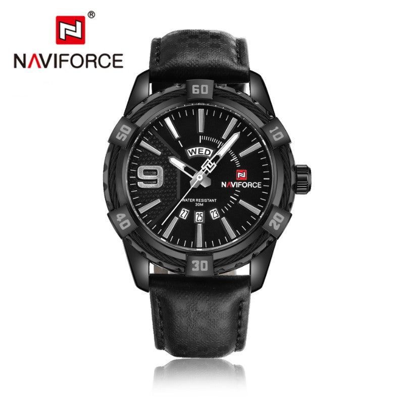 Naviforce 9117 Belt Watch Date Week Men’s Quartz Watch Water Resistant Men’s Watch